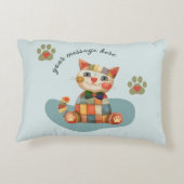 De Happy Cat Kleurrijke Patchwork Aanpasbaar Accent Kussen (Achterkant)