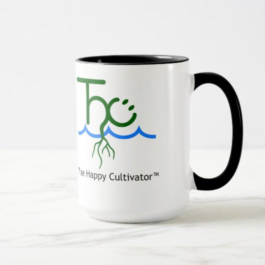 De Happy Cultivator™-logo en de naam 15oz-mok Mok (Rechts)