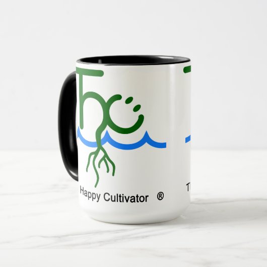 De Happy Cultivator Mok 2x logo (Voorkant links)