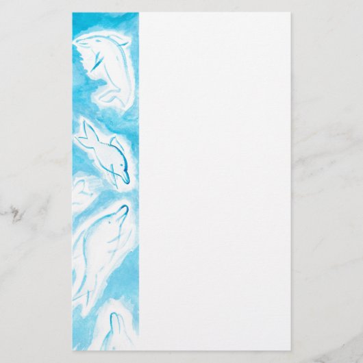 De Happy Dolphins blauwe leuke tekening van FabSpa Briefpapier (Voorkant)