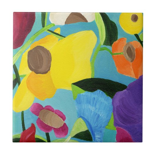 De Happy Garden Keramische Tegel. Tegeltje (Voorkant)