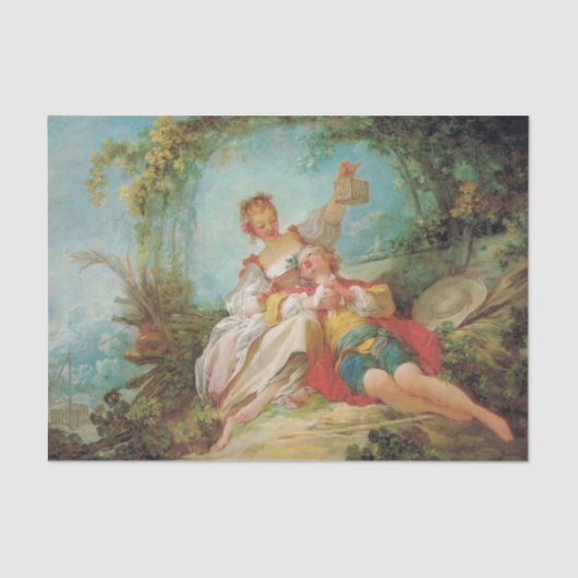 De Happy Lovers van Jean Honore Fragonard Tissuepapier (Voorkant)