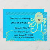 De Happy Octopus Birthday-uitnodiging Kaart (Voorkant / Achterkant)