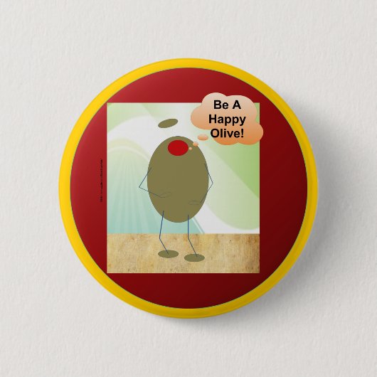 De Happy Olive Ronde Button 5,7 Cm (Voorkant)