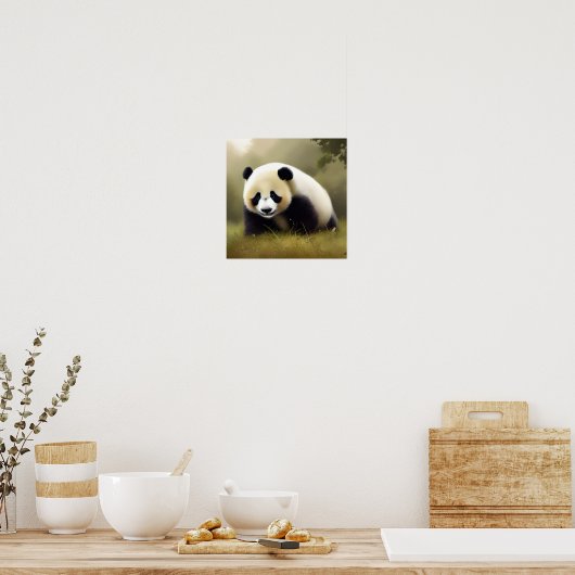 De Happy Panda Digital Art Poster (Keuken)
