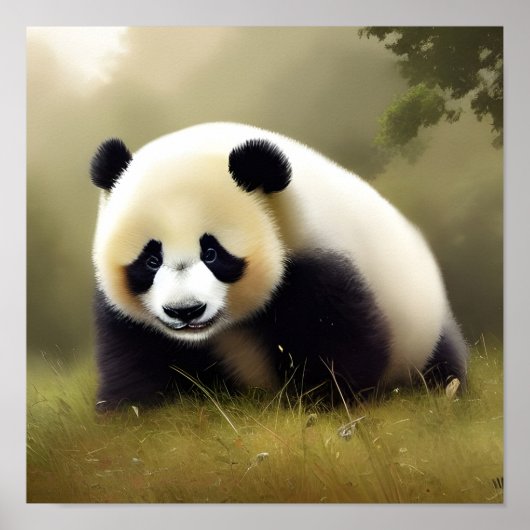 De Happy Panda Digital Art Poster (Voorkant)