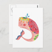 De Happy Pink Whale Briefkaart (Voorkant / Achterkant)