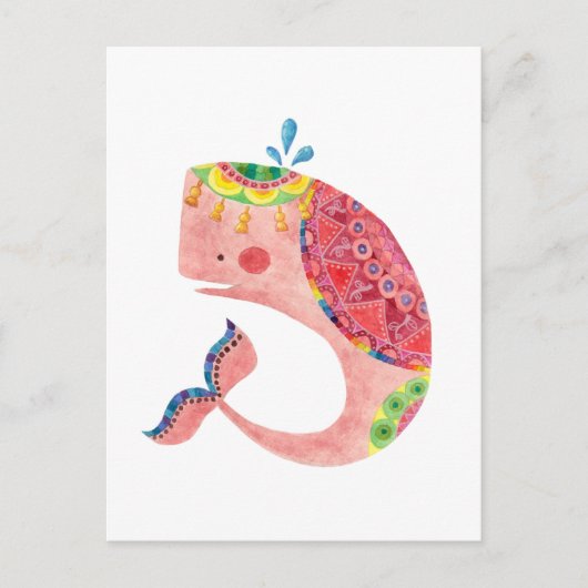 De Happy Pink Whale Briefkaart (Voorkant)