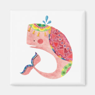 De Happy Pink Whale Magneet