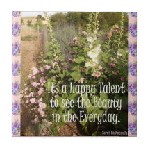 De Happy Talent Beauty floral Quote Ceramic Tile