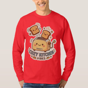 De Happy Toaster Grappige Ontbijt Sticker T-shir T-shirt