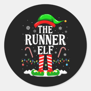 De Hardloper Elf Kerst Grappige Hardlopers Kerst H Ronde Sticker
