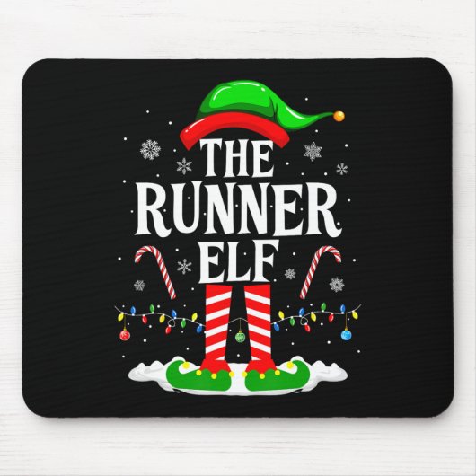 De hardloper Elf Kerstmis Grappige hardlopers Kers Muismat (Voorkant)