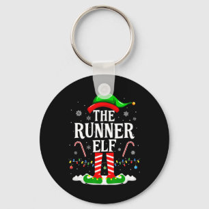 De hardloper Elf Kerstmis Grappige hardlopers Kers Sleutelhanger