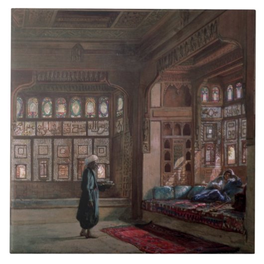 De Harem van sjeik Sadat, Caïro, 1870 Tegeltje (Voorkant)