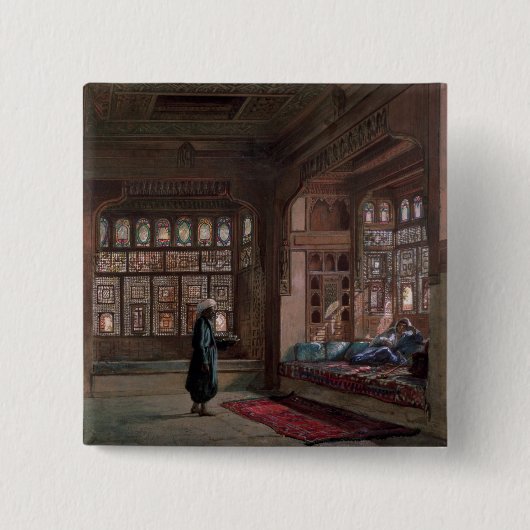 De Harem van sjeik Sadat, Caïro, 1870 Vierkante Button 5,1 Cm (Voorkant)
