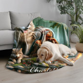 De harmonie tussen Indianen en wolven in natuur Fleece Deken