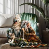 De harmonie tussen Indianen en wolven in natuur Fleece Deken