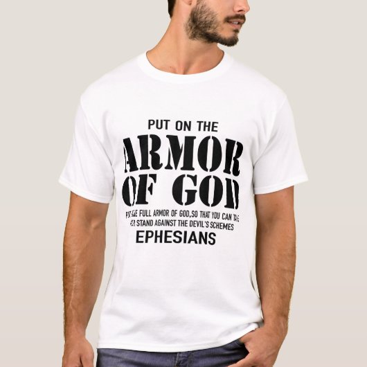 de harnas van de god wordt op het harnas gezet t-shirt (Voorkant)