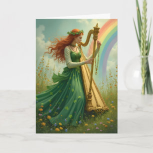 De Harpist en de Regenboog St. Patrick's Day Feestdagen Kaart