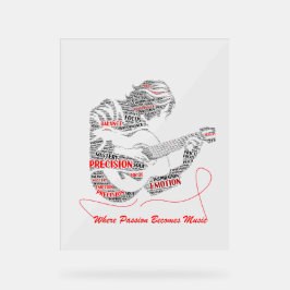 De Hart Slaat Eerst | Gitaar Typografie Kunst Acryl Bord