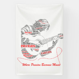 De Hart Slaat Eerst | Gitaar Typografie Kunst Spandoek