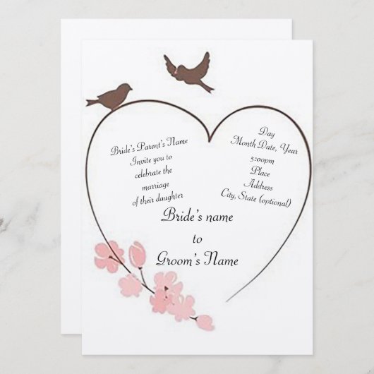 “De Hart van Liefdesvogel” Trouwdag Kaart (Voorkant / Achterkant)