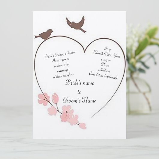 “De Hart van Love Bird's” Trouwdag Kaart (Staand voorkant)