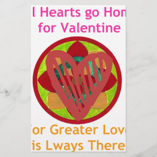 De harten gaan naar huis voor valentijn. briefpapier