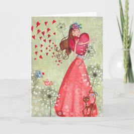 De Harten van de Liefde van het Meisje van Feestdagen Kaart