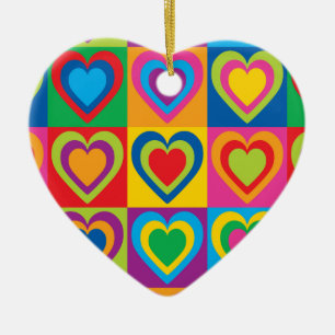 De Harten van het pop-art Keramisch Ornament