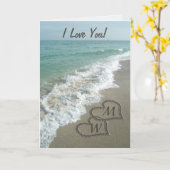 De Harten van het zand op Strand Gepersonaliseerd Kaart (Gele Bloem)