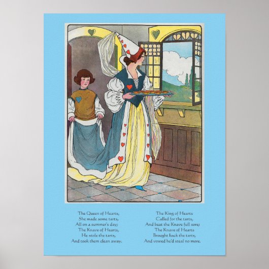 De hartenkoningin maakte wat taarten, kinderrijmpj poster (Voorkant)