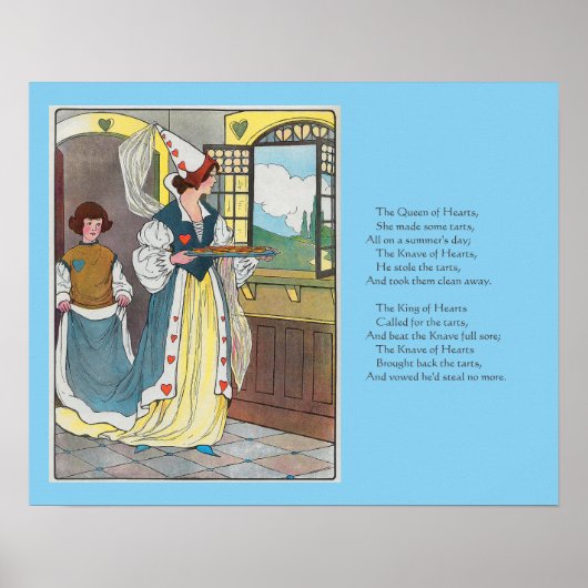 De hartenkoningin maakte wat taarten, kinderrijmpj poster (Voorkant)