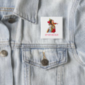 De Hartenkoningin Schreeuwt, "Haar Hoofd Er Af!" Vierkante Button 5,1 Cm (In situ)
