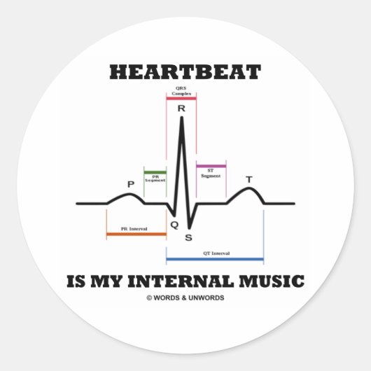 De hartslag is mijn interne muziek (ECG/EKG) Ronde Sticker (Voorkant)