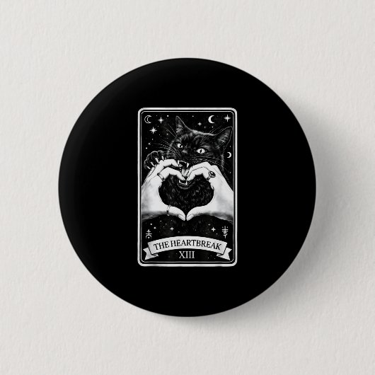De hartverscheurende kat gothic tarotkaart kunst g ronde button 5,7 cm (Voorkant)
