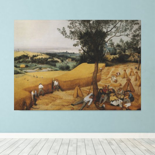 De Harvesters van Pieter Bruegel de Ouder Canvas Afdruk (Insitu (Houten vloer))