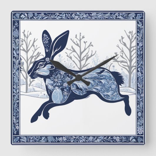 De Hase Winters Whimwhams Wandering Vierkante Klok (Voorkant)