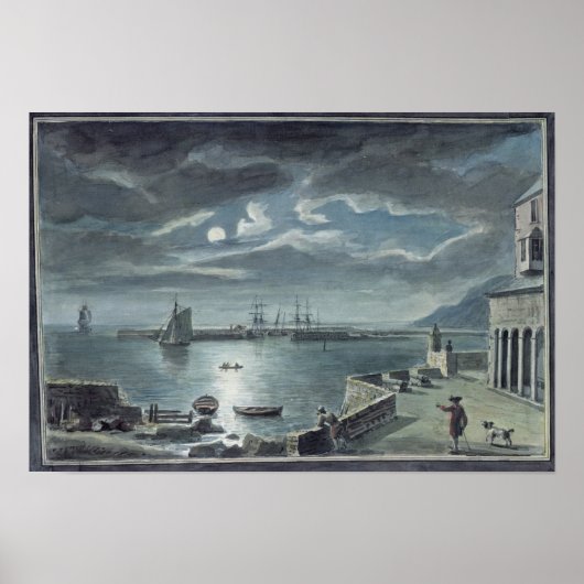 De haven en de kobb, Lyme Regis door Moonlight Poster (Voorkant)