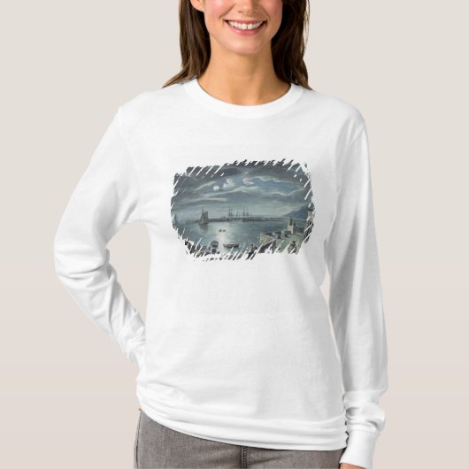 De haven en de kobb, Lyme Regis door Moonlight T-shirt (Voorkant)