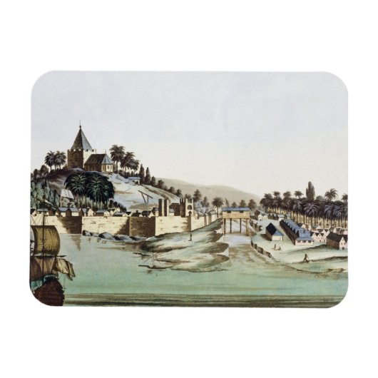 De haven en stad Malacca, Maleisië, illustrati Magneet (Horizontaal)