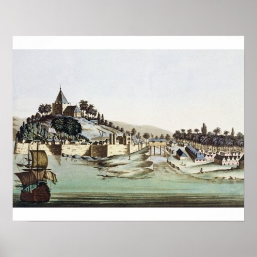 De haven en stad Malacca, Maleisië, illustrati Poster (Voorkant)