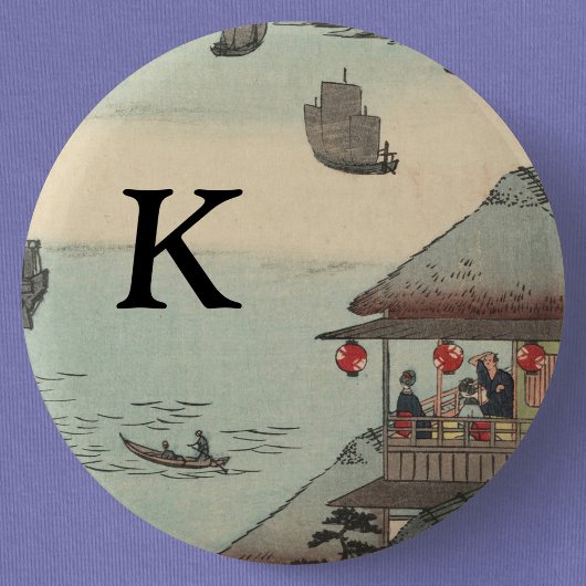 De haven in Kanagawa, Japan: Monogram Ronde Button 5,7 Cm