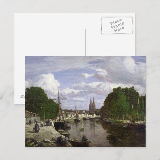 De haven in Quimper, 1857 Briefkaart (Voorkant / Achterkant)