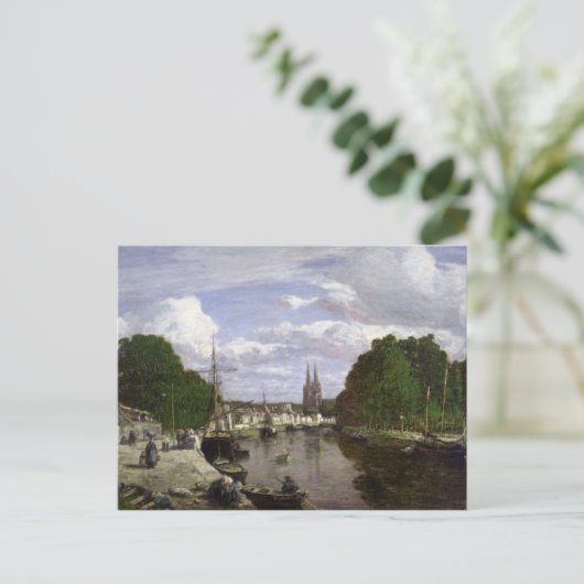De haven in Quimper, 1857 Briefkaart (Staand voorkant)