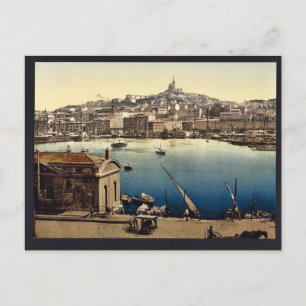 De haven, Marseille, Franse vintage Photochrom Briefkaart