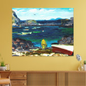 De haven, Monhegan-kust, Maine-schilderij, Canvas Afdruk (Insitu (Woonkamer))