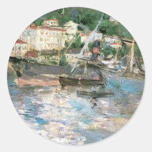 De haven, Nice door Berthe Morisot, Vintage Fine A Ronde Sticker