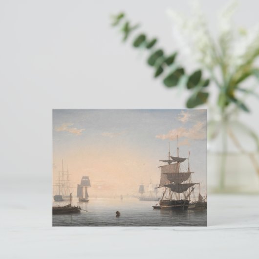 De haven van Boston met de stad in de verte Briefkaart (Staand voorkant)